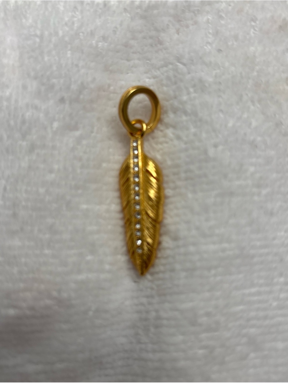 Brighton Plume Amulet Gold Feather Charm Pendant with Crystal Accents